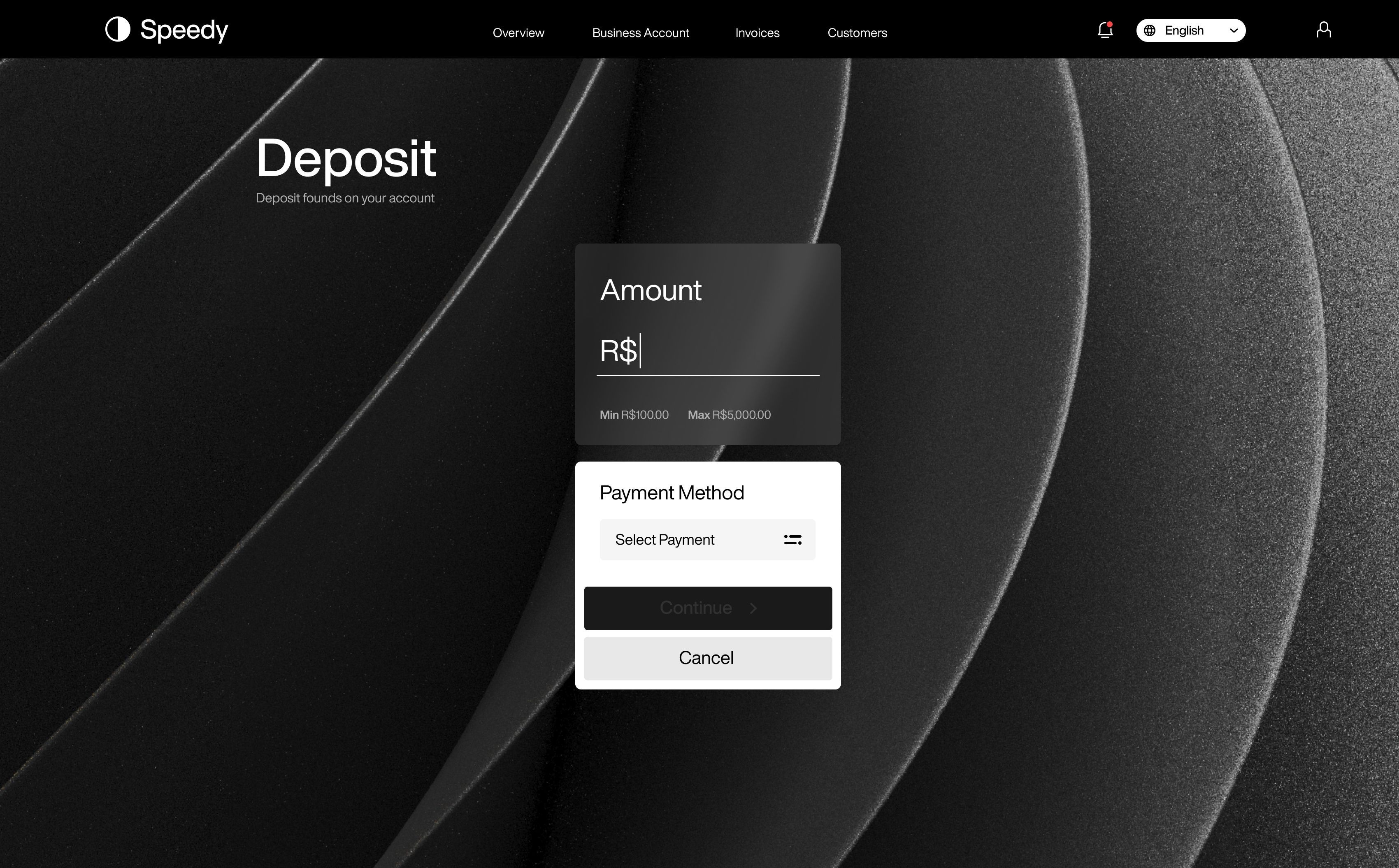 Speedy dashboard deposit