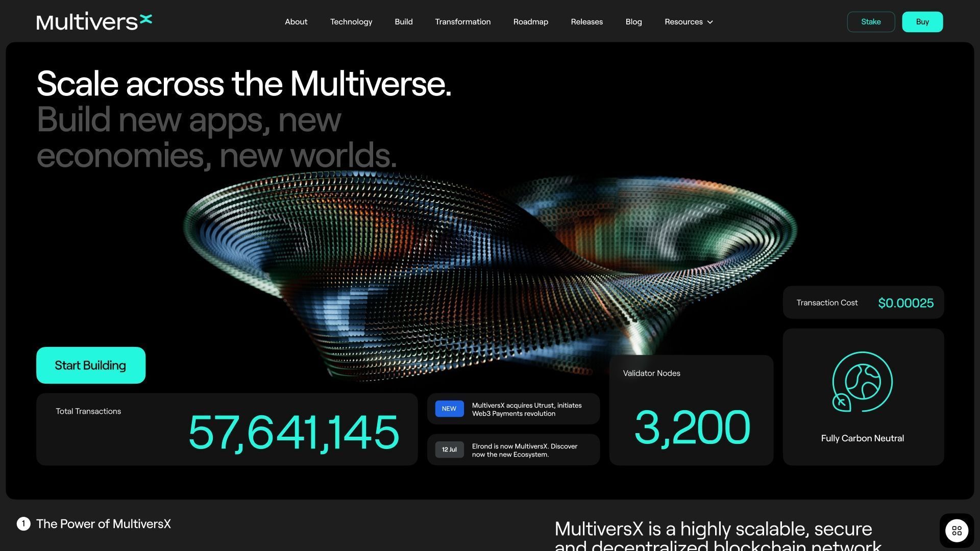 MultiversX Website Header